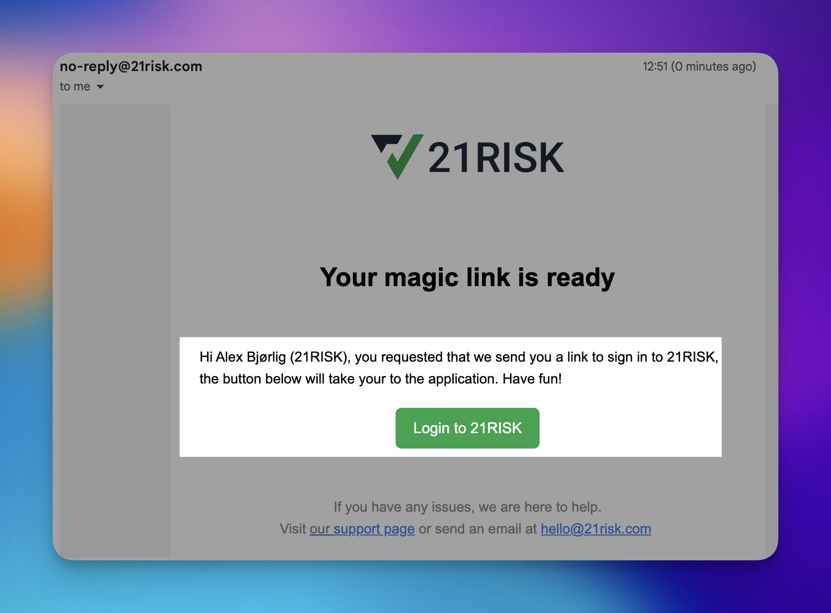 magic link email